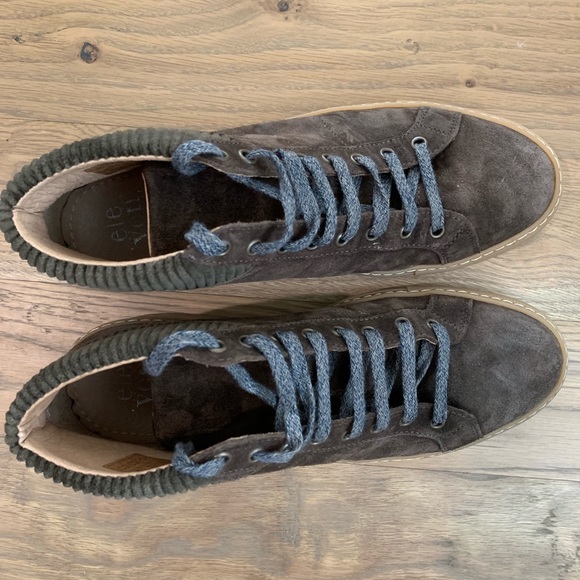 Eleventy Men’s Suede High Top Sneaker w/ corduroy - Picture 3 of 6